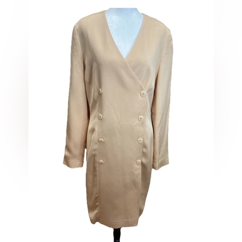 Ann Taylor ladies size 8 silk/wool 1990s‎ champagne double breasted blazer dress